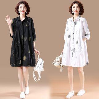 Print Semi Sleeve Shirtdress