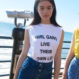 Letter Print Tank Top White - One Size