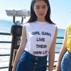 Letter Print Tank Top White - One Size