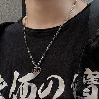 Flame Heart Chain Necklace Silver - One Size
