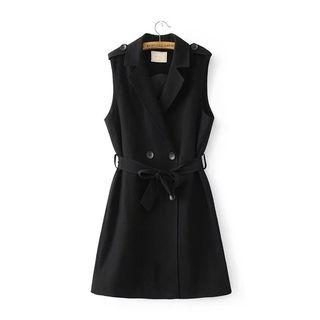 Double-breasted Sleeveless Coat Dress