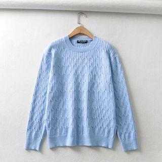 Plain Ribbed Sweater Blue - One Size