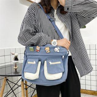 Two-tone Multi-section Crossbody Bag