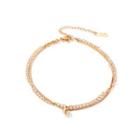 Simple And Fashion Plated Rose Gold Round Beads 316l Stainless Steel Double-layer Anklet Rose Gold - One Size