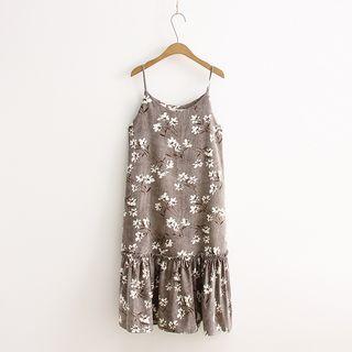 Spaghetti-strap Floral Ruffle Dress
