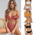 Lace-up Smocked Bikini