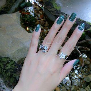 925 Sterling Silver Rhinestone Star Ring J931 - One Size