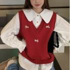 Collared Blouse / V-neck Sweater Vest
