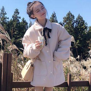Collared Single-breasted Coat Beige Almond - One Size