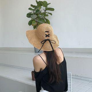 Lace Up Straw Hat