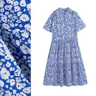 Bell Sleeve Print Oversized Dress