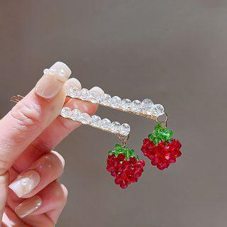 Set Of 2: Strawberry Rhinestone Hair Clip