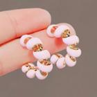 Twisted Half-hoop Earring Ly2369 - 1 Pair - Light Pink - One Size