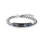 Fashion And Simple Black Geometric Rectangular 316l Stainless Steel Bracelet With Blue Cubic Zirconia Silver - One Size