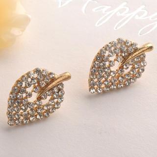 Diamond Leaf Earring  Gold - One Size