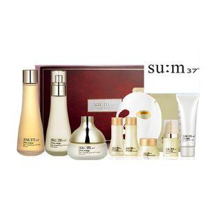 Su:m37 - Time Energy Special Set: Skin Resetting Refining Toner 160ml + 20ml + Softening Emulsion 130ml + 20ml + Moist Firming Cream 50ml + 10ml + Repairing Serum 5ml + Skin Save Essential Cleansing Foam 40ml + Secret Programming Mask 1pc 9pcs