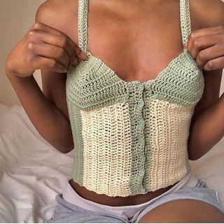 Color-block Knitting Camisole Top