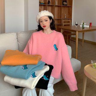 Round-neck Dinosaur Print Sweatshirt