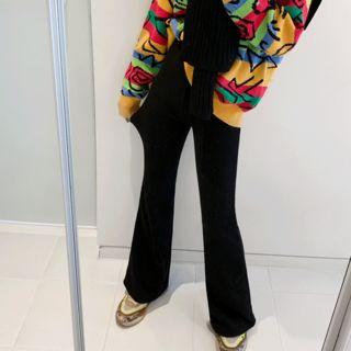 Band-waist Boot-cut Fleece-lined Pants