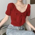 Short-sleeve Bow Cropped Top