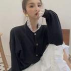 Lace Panel Button Jacket Black - One Size