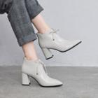 Pointy Chunky Heel Ankle Boots