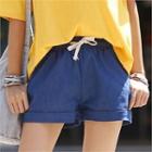 Drawstring-waist Colored Linen Blend Shorts