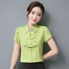 Detachable Necktie Short-sleeve Shirt