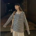 Long-sleeve Loose-fit Striped T-shirt Stripe - One Size