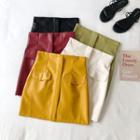 Faux Leather High-waist Mini A-line Skirt