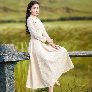 Cheongsam Style Lace Midi Dress