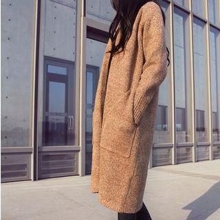 Dual-pocket Open Front Knit Coat