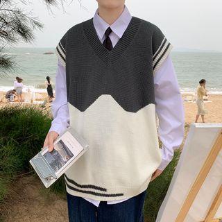 Color Block Oversized Knit Vest