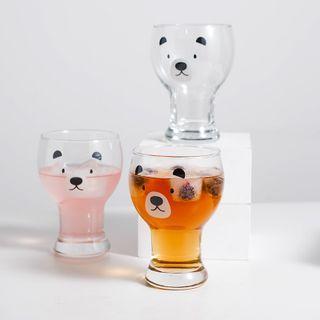 Bear Glass Drinking Cup / Straw / Cleaning Brush / Set