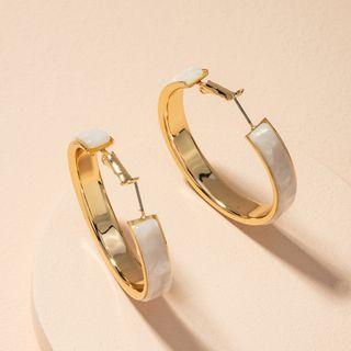 Stone & Alloy Hoop Earring 1 Pair - Gold - One Size