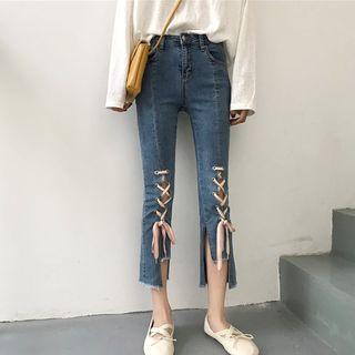 Lace Up Crop Jeans