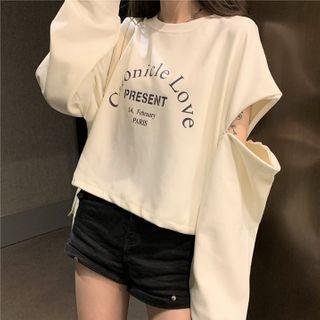 Cutout Lettering Print Sweatshirt