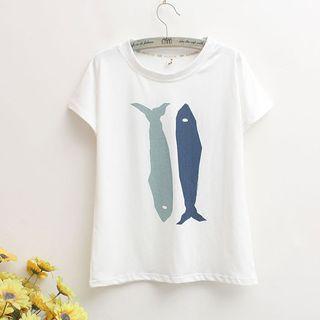 Short-sleeve Fish Print T-shirt
