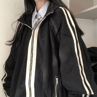 Striped Oversize Zip Jacket