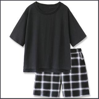 Short-sleeve Gingham Loungewear Set