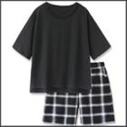 Short-sleeve Gingham Loungewear Set