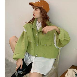Color Block Shirt / Cropped Vest
