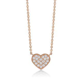 14k Rose Gold Plated Steel Necklace With Heart Shape Crystal Pendant Gold - One Size