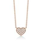 14k Rose Gold Plated Steel Necklace With Heart Shape Crystal Pendant Gold - One Size