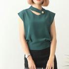 Cut Out Sleeveless Blouse