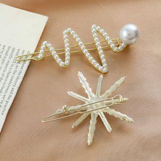 Star / Wave Rhinestone Faux Pearl Hair Clip