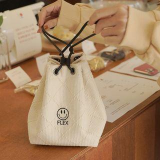 Smile-embroidered Bucket Bag