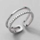 Rhinestone Sterling Silver Layered Open Ring S925 Silver - Silver - One Size