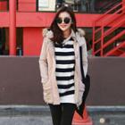 Cotton Padded Panel Furry Hooded Parka