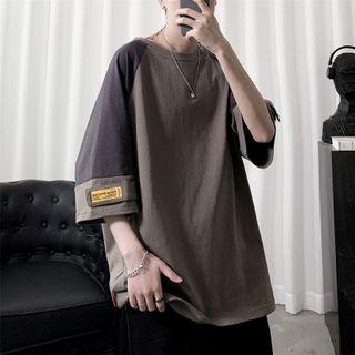 3/4 Sleeve Letter Applique Raglan T-shirt